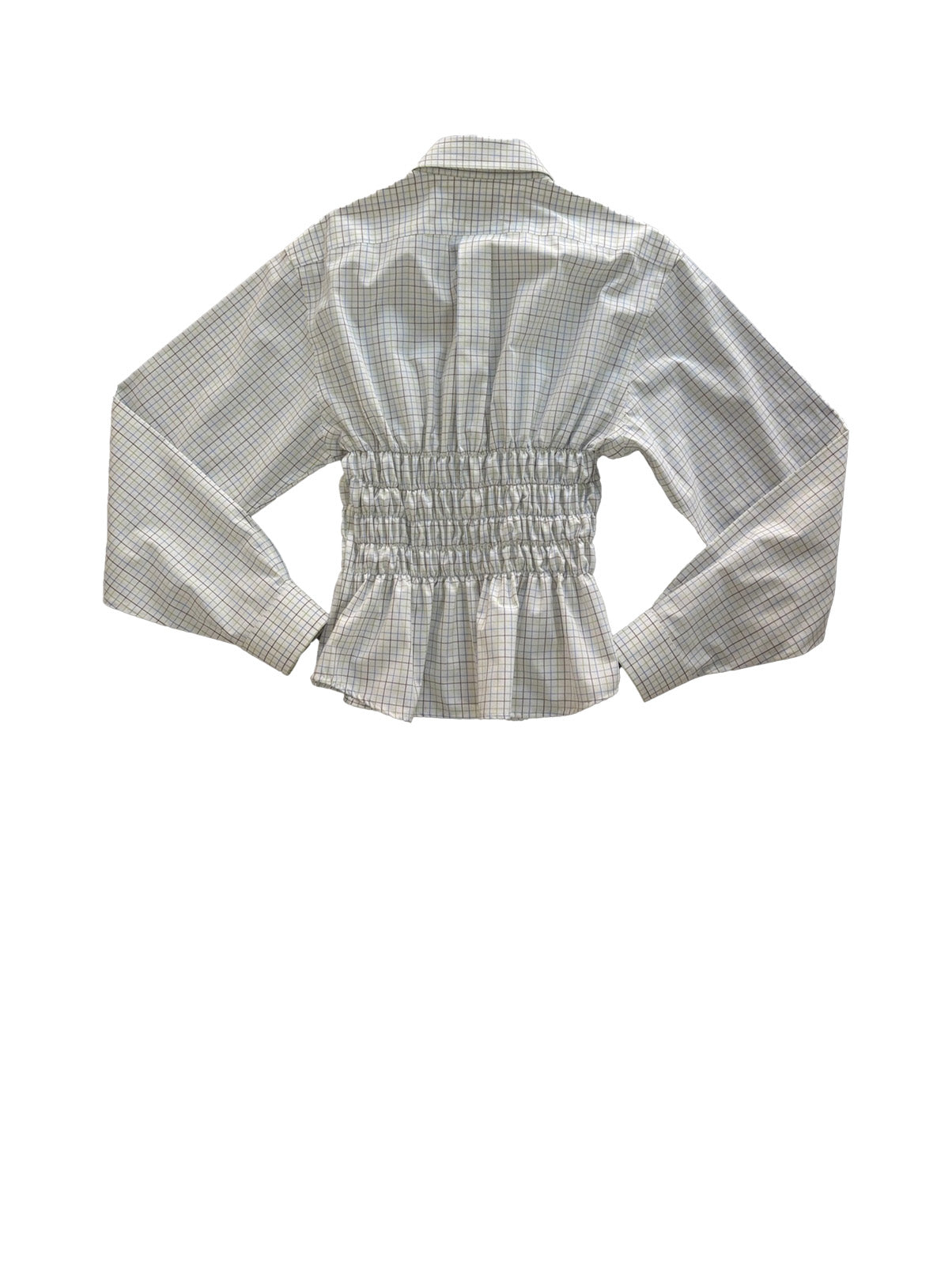 Camisa Corset - Blanca a cuadros azul y verde oliva