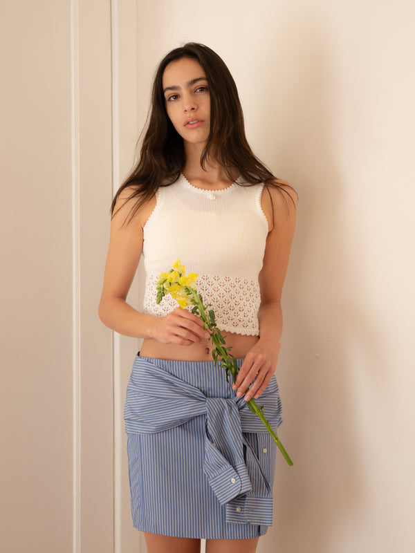 Falda Melancolía - Azul con líneas blancas