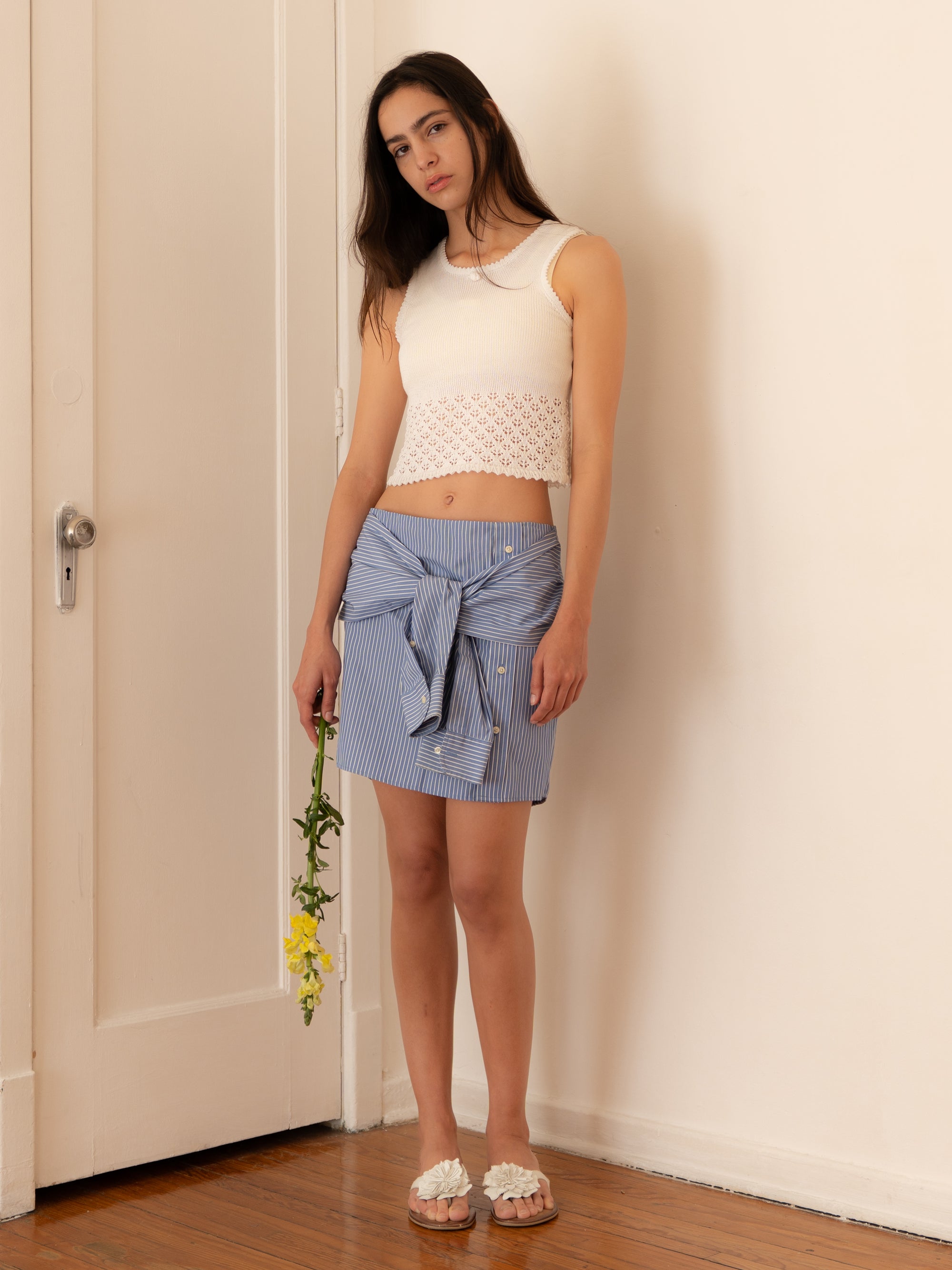 Falda Melancolía - Azul con líneas blancas