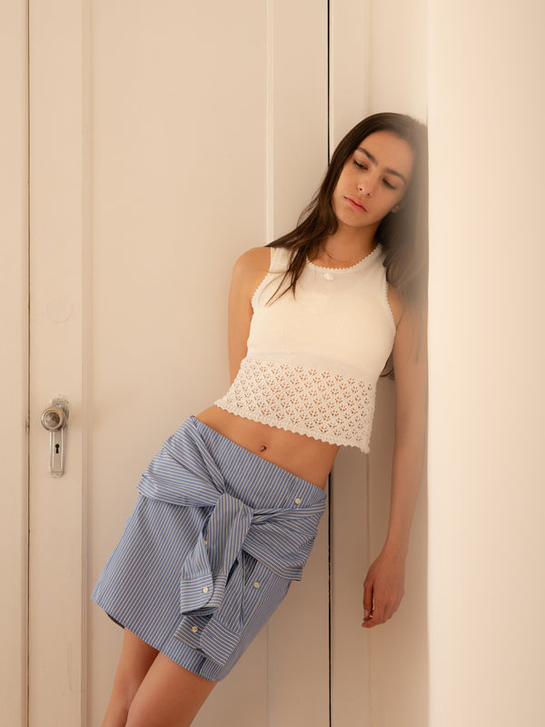 Falda Melancolía - Azul con líneas blancas