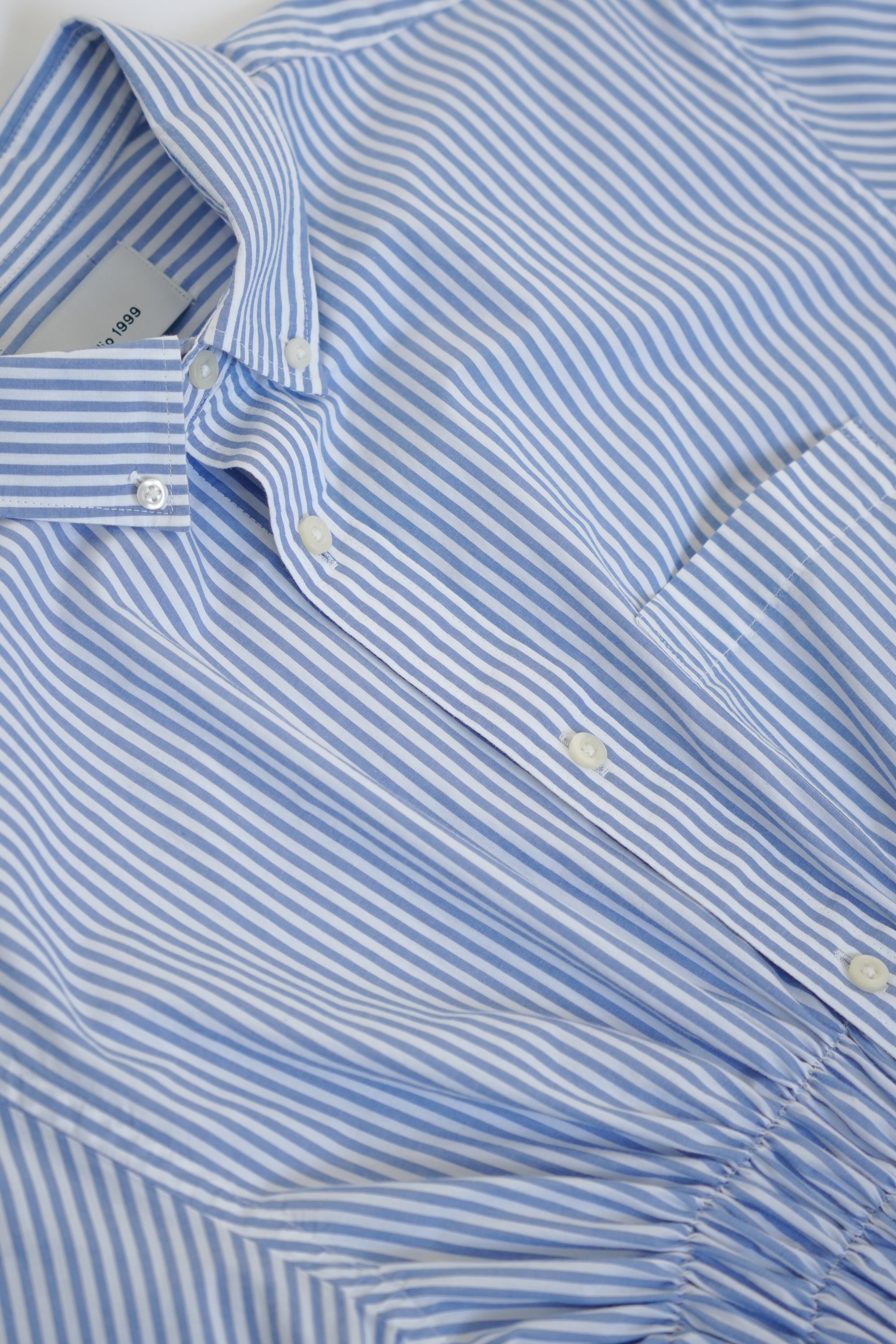 Cascade Shirt - Blue stripes with white bows