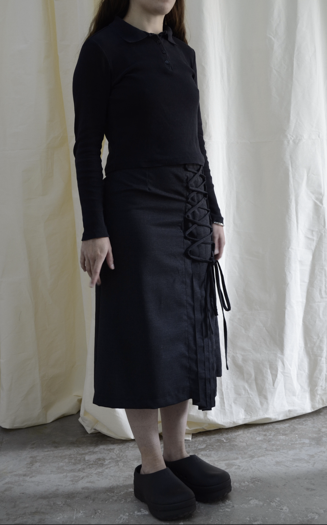 Falda Poesía Gris Oxford