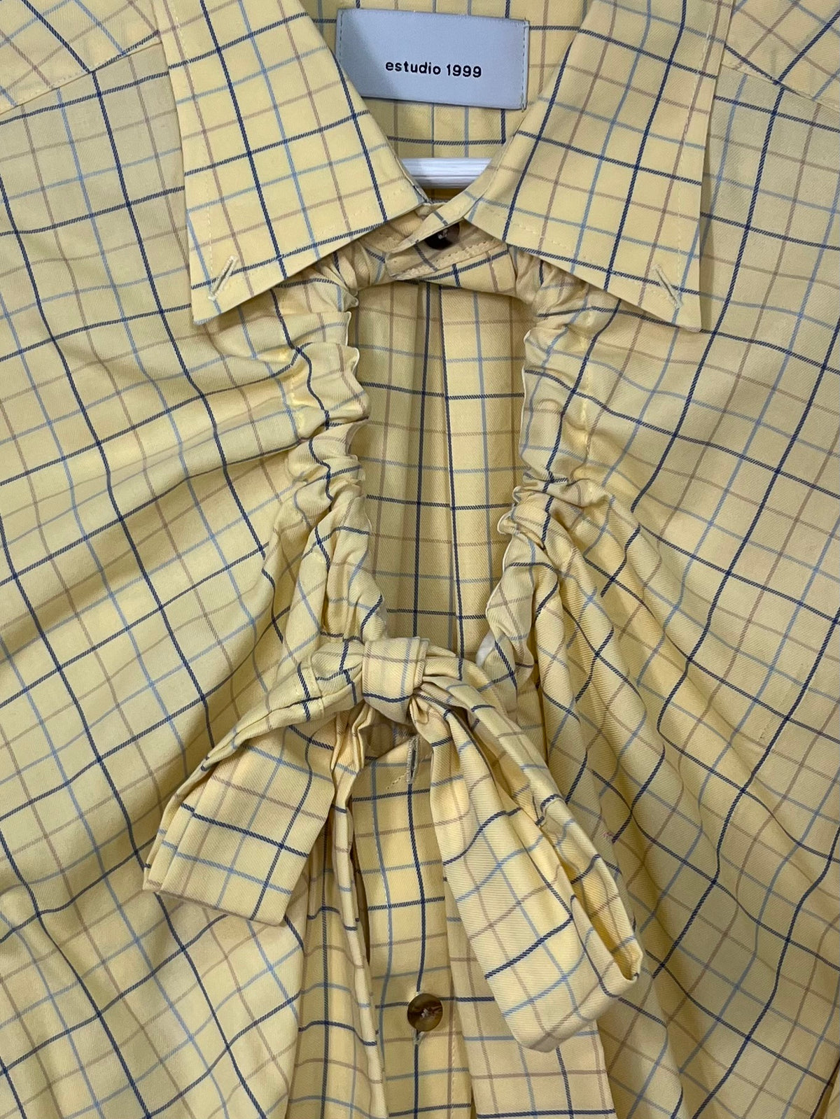 Window Shirt - yellow with brown and blue checks