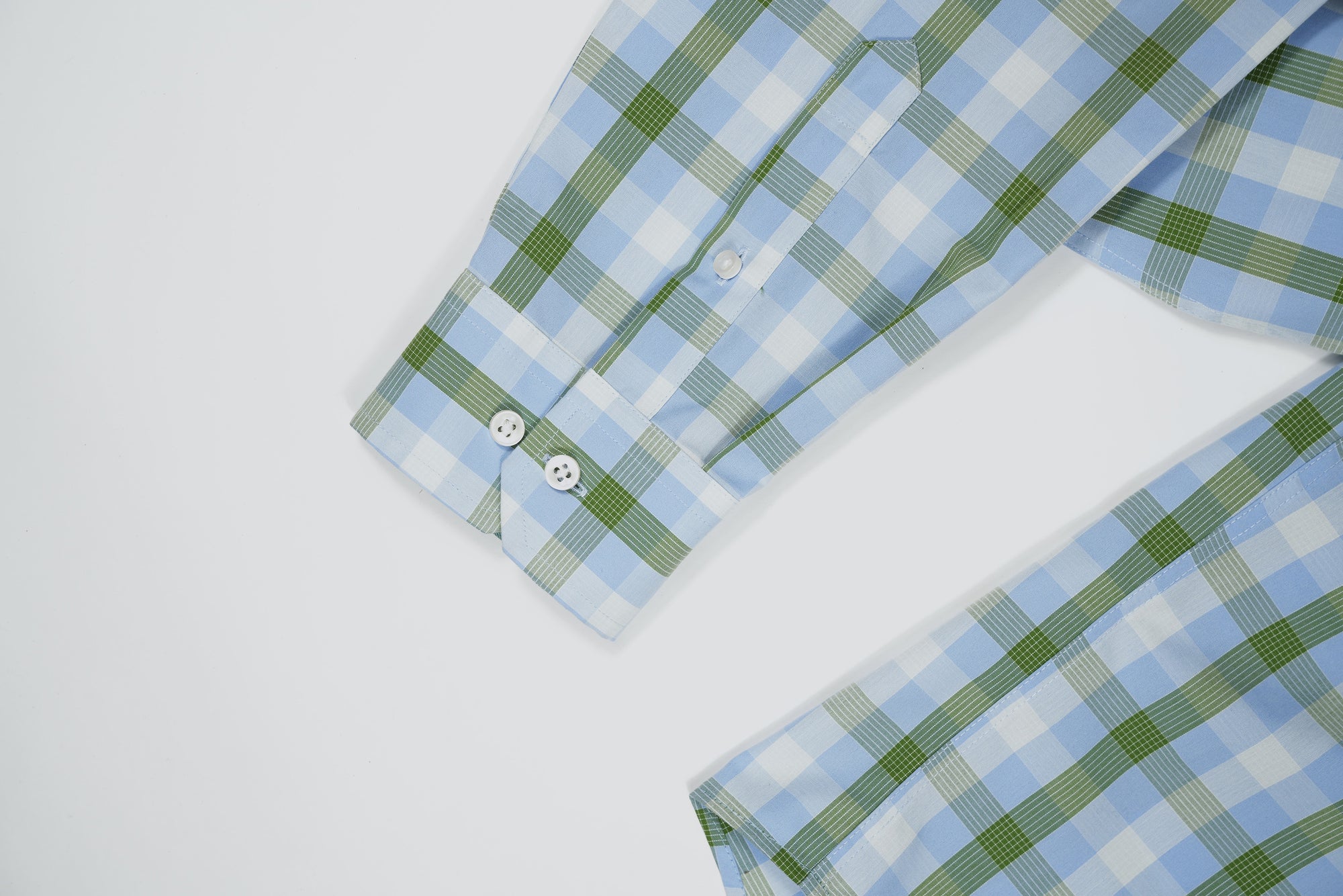 Camisa Ventana - Cuadros azul cielo y verde