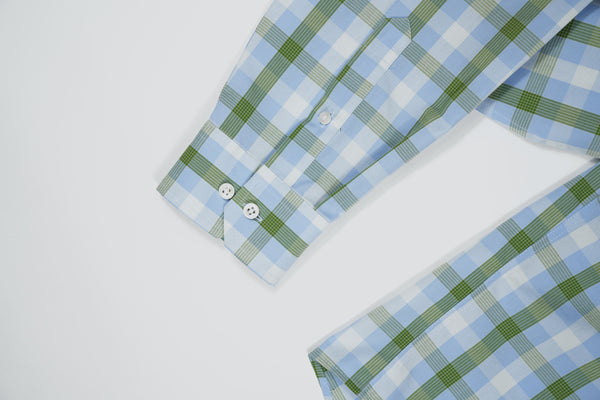 Camisa Ventana - Cuadros azul cielo y verde