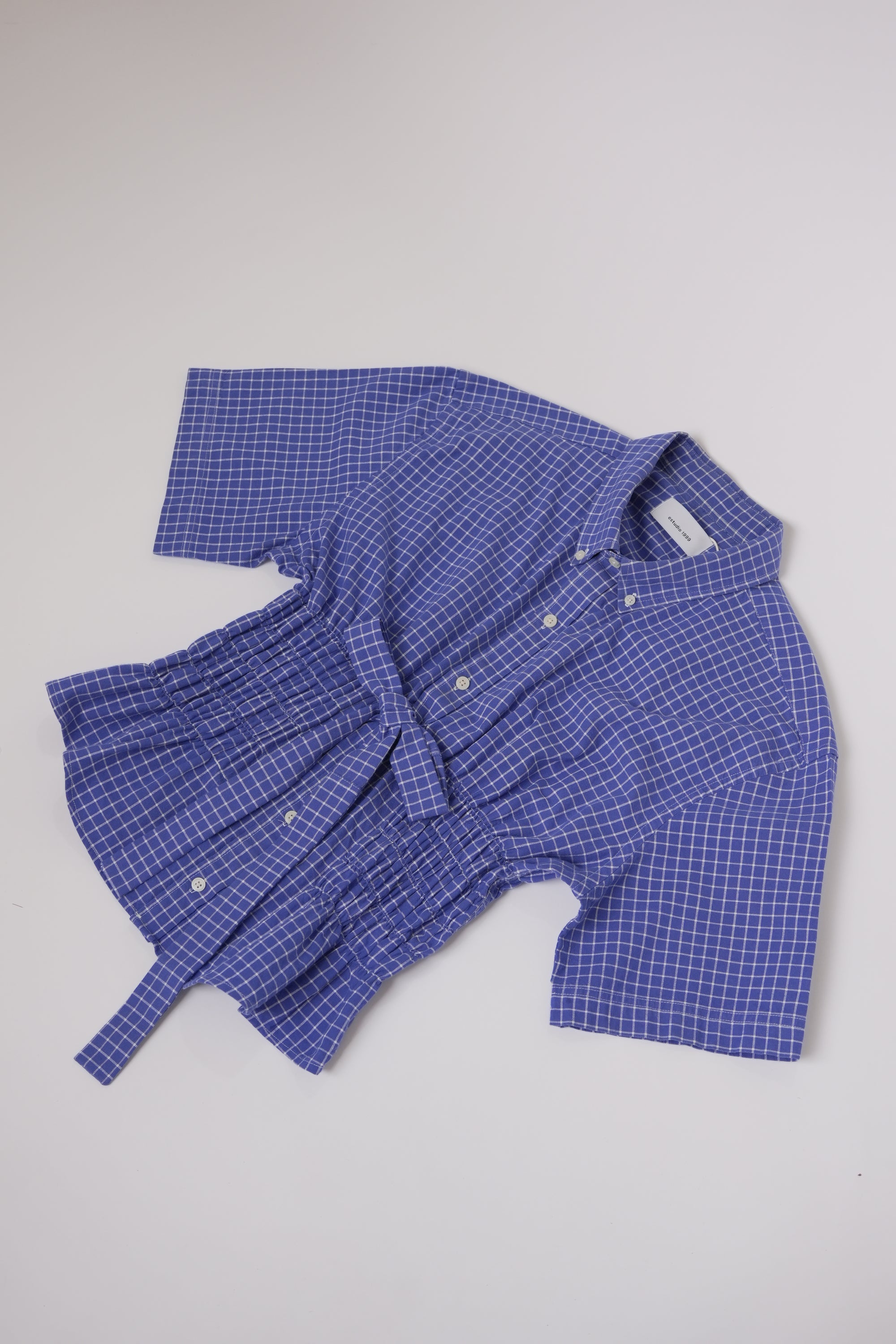 Camisa Corset - Azul con cuadros blancos