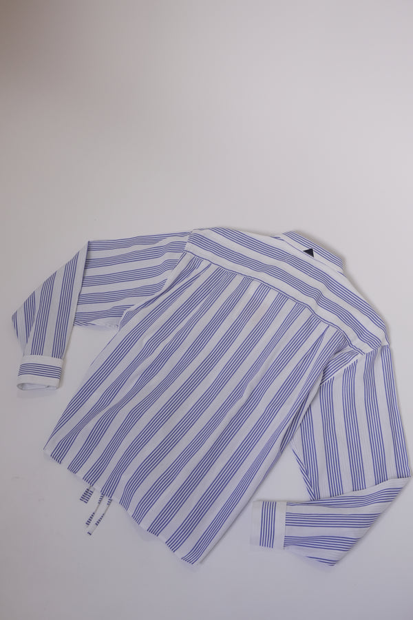 Camisa Cascada - Blanca con rayas azules