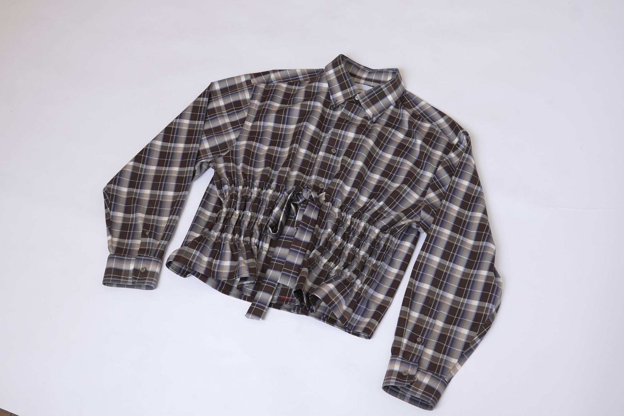 Camisa Bustier - Café a cuadros