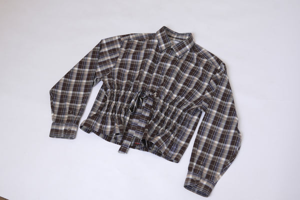 Camisa Bustier - Café a cuadros