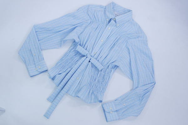 Camisa Corset - Azul Claro a cuadros