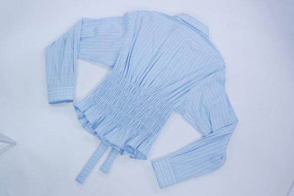 Camisa Corset - Azul Claro a cuadros