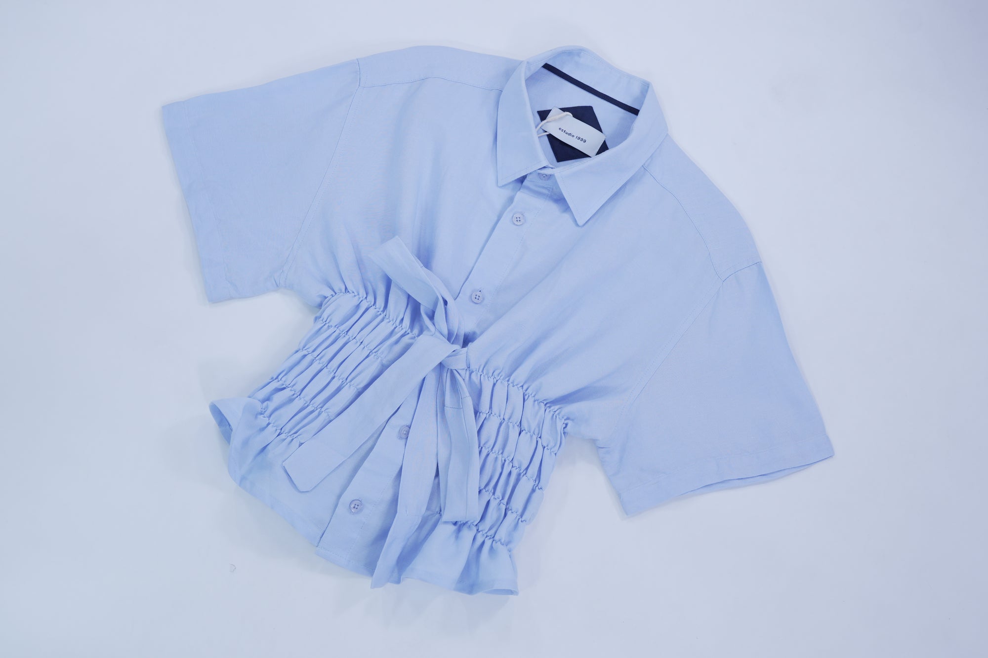 Camisa Corset - Azul Manga Corta