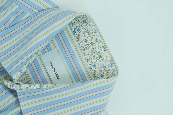 Camisa Bustier - Rayas Azul, Verde y Café