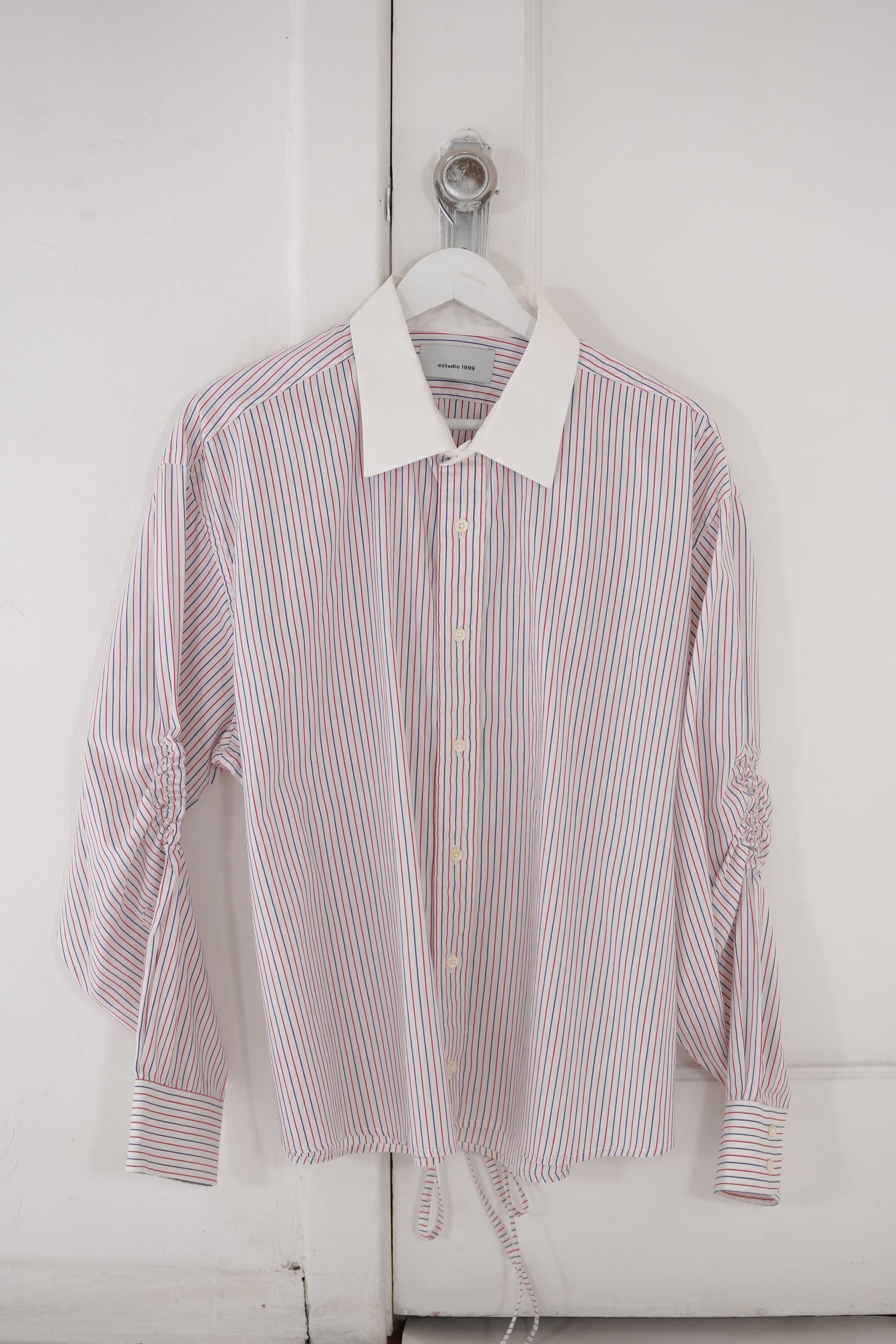 Camisa Lazo - Blanco rayas rojas y azul marino