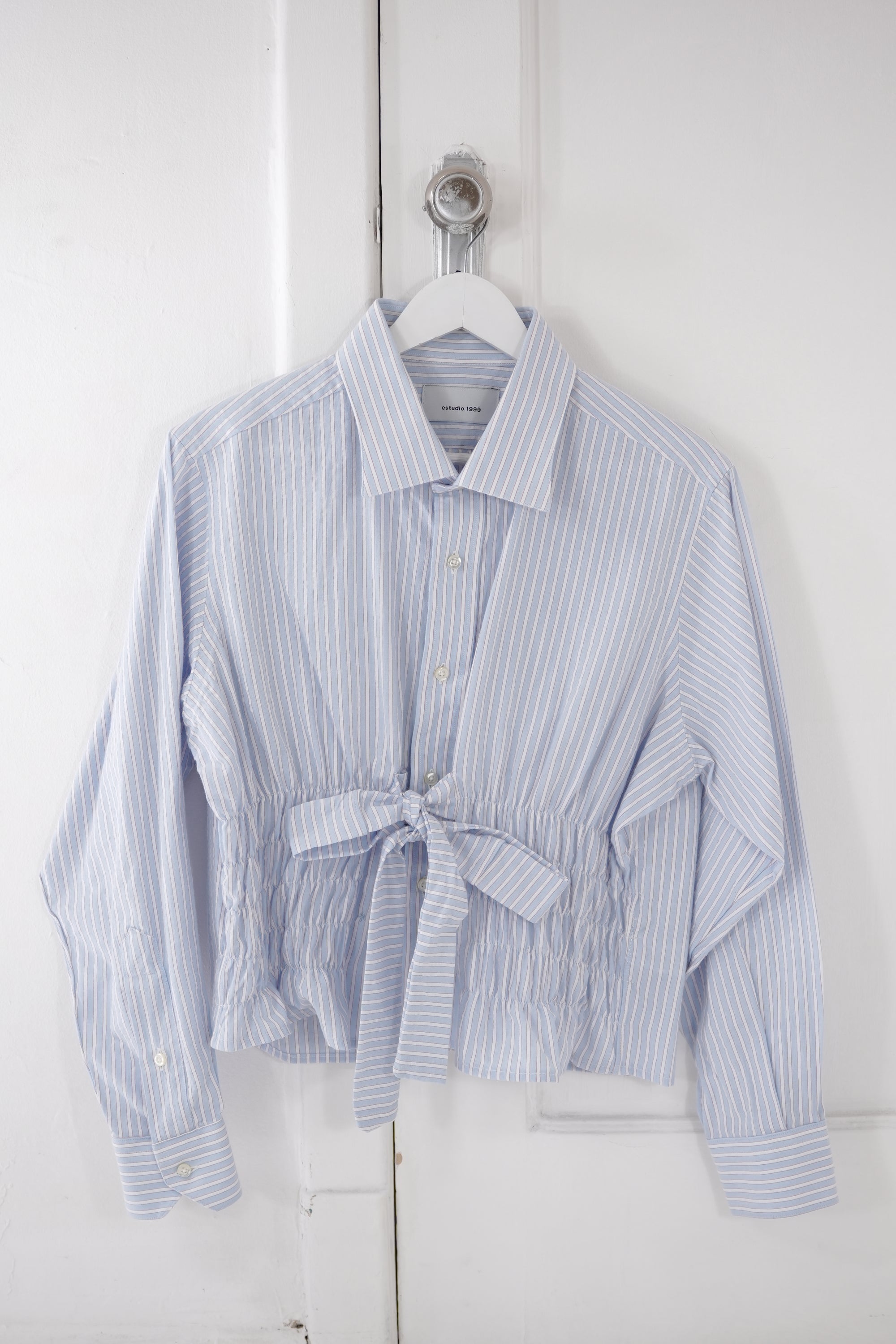 Bustier Shirt - Blue with White Stripes