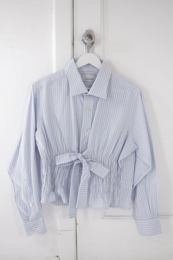 Bustier Shirt - Blue with White Stripes