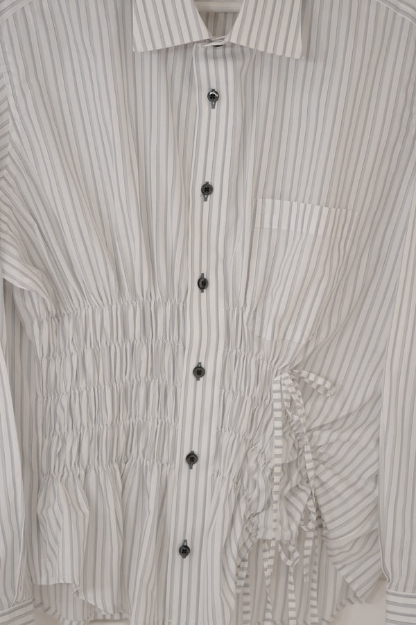 Camisa Cascada - blanca rayas grises
