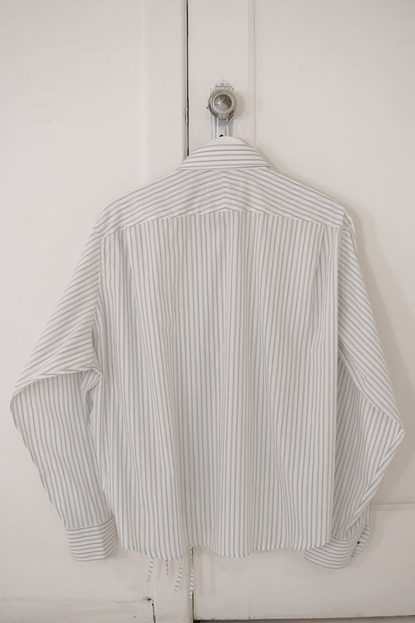 Camisa Cascada - blanca rayas grises
