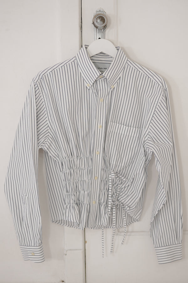 Camisa Cascada - blanca rayas azul marino