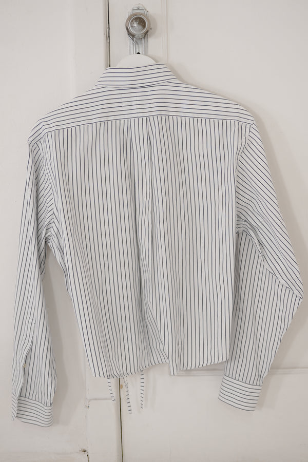 Camisa Cascada - blanca rayas azul marino