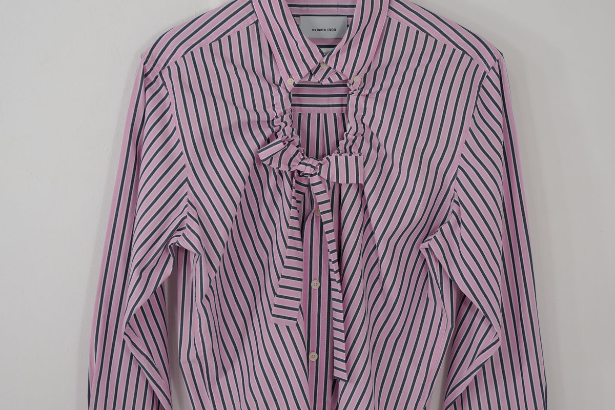 Camisa Ventana - Rosa a rayas navy / blancas