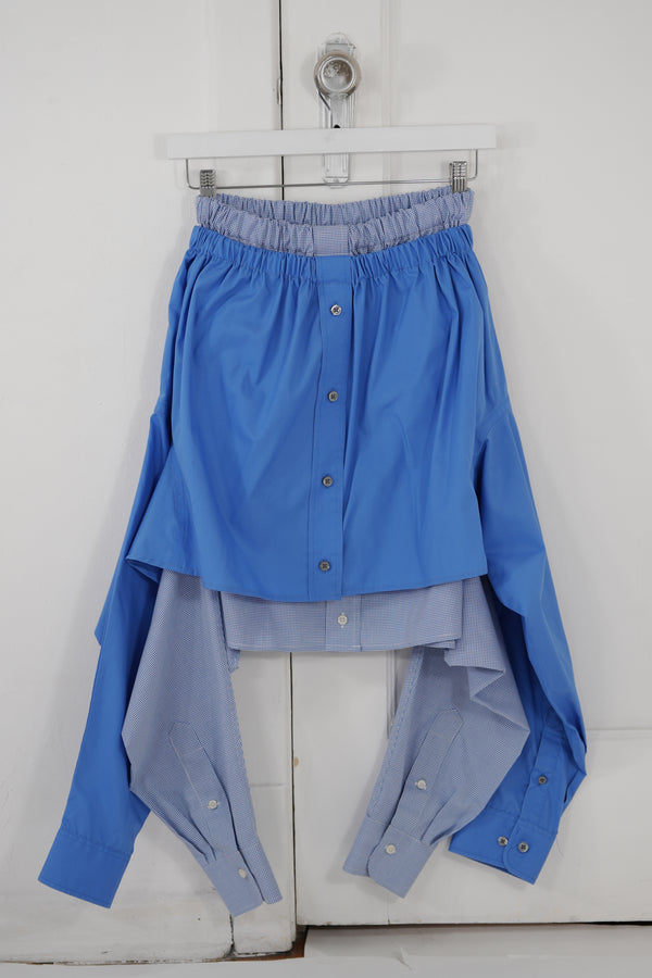 Shadow Skirt - Blue combined with white checks