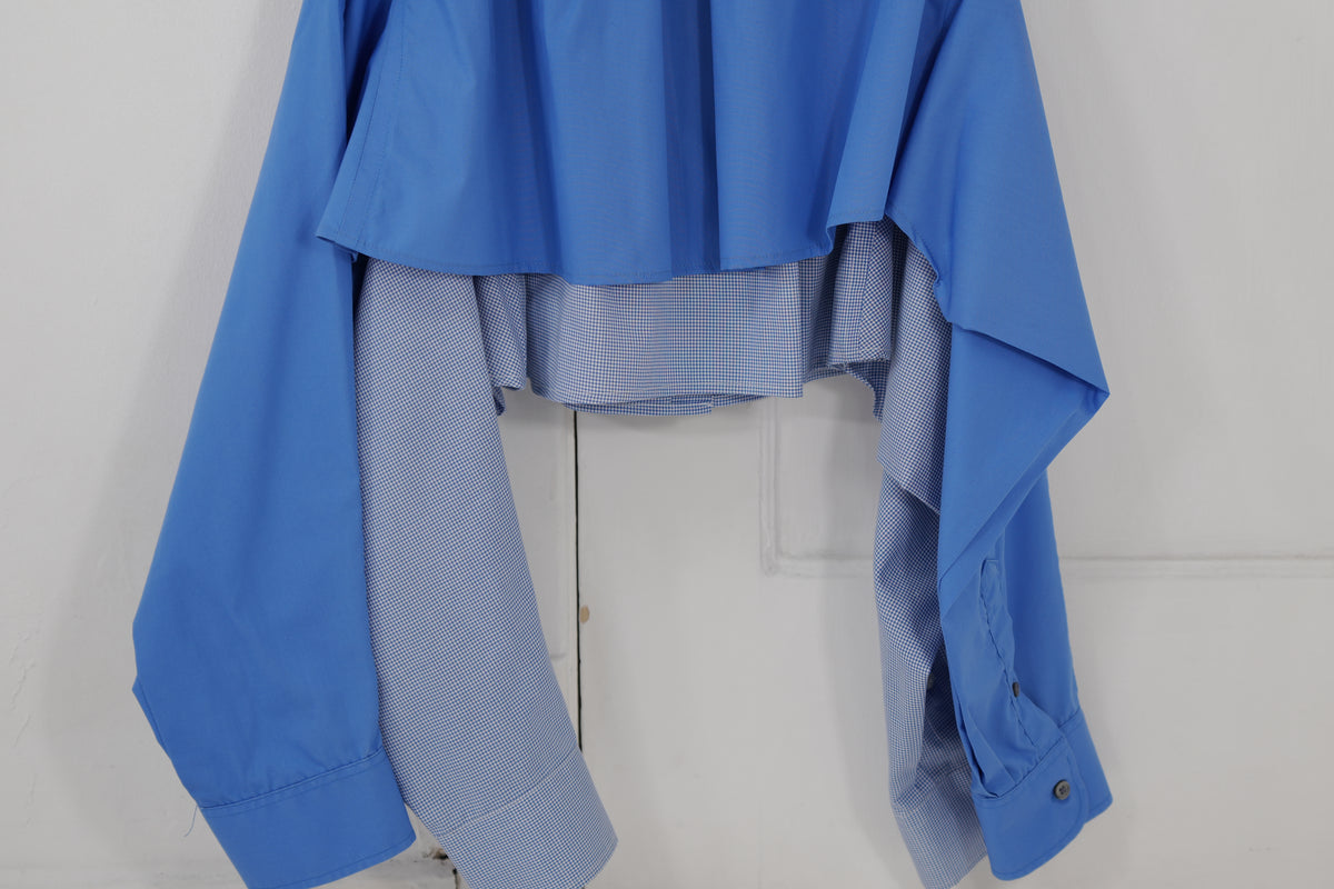 Shadow Skirt - Blue combined with white checks
