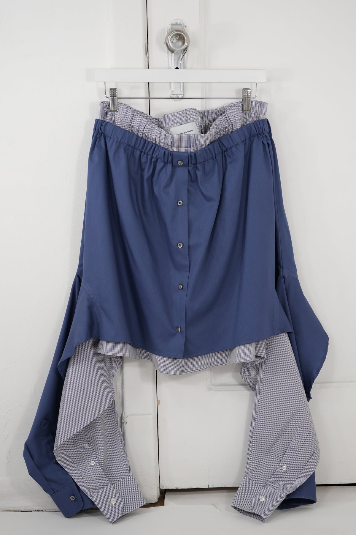 Shadow Skirt - Blue combined with brown/white checks