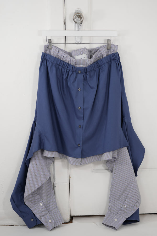 Shadow Skirt - Blue combined with brown/white checks