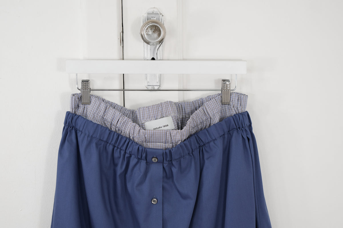 Shadow Skirt - Blue combined with brown/white checks