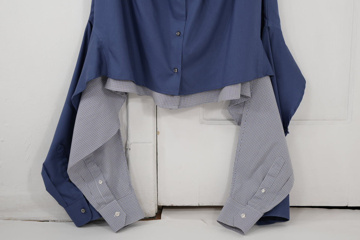 Shadow Skirt - Blue combined with brown/white checks