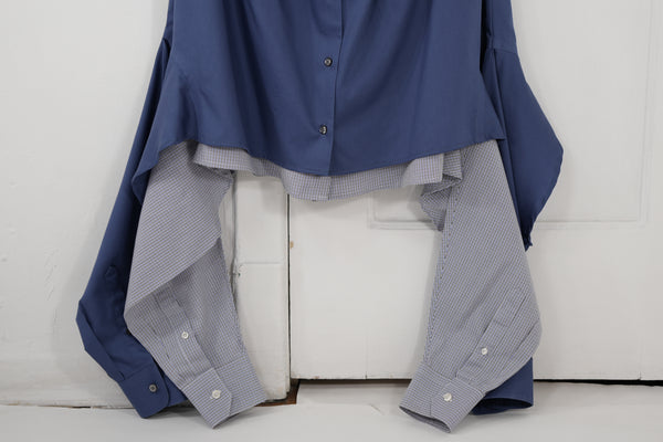 Shadow Skirt - Blue combined with brown/white checks