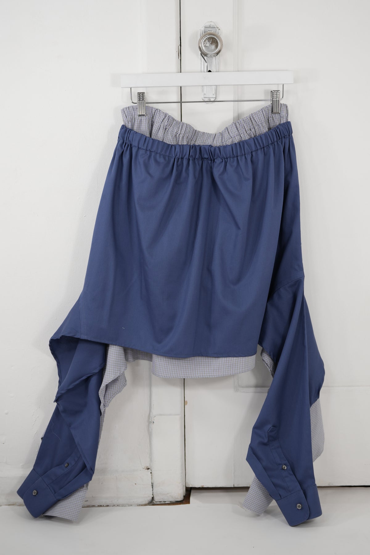 Shadow Skirt - Blue combined with brown/white checks