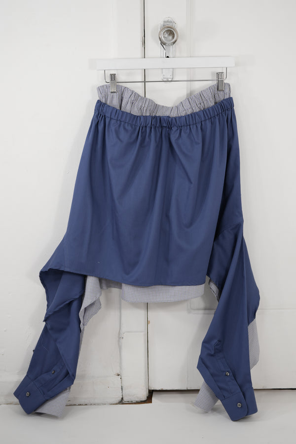 Shadow Skirt - Blue combined with brown/white checks