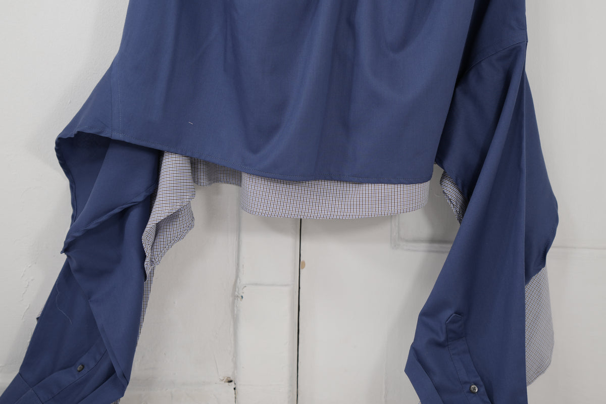 Shadow Skirt - Blue combined with brown/white checks