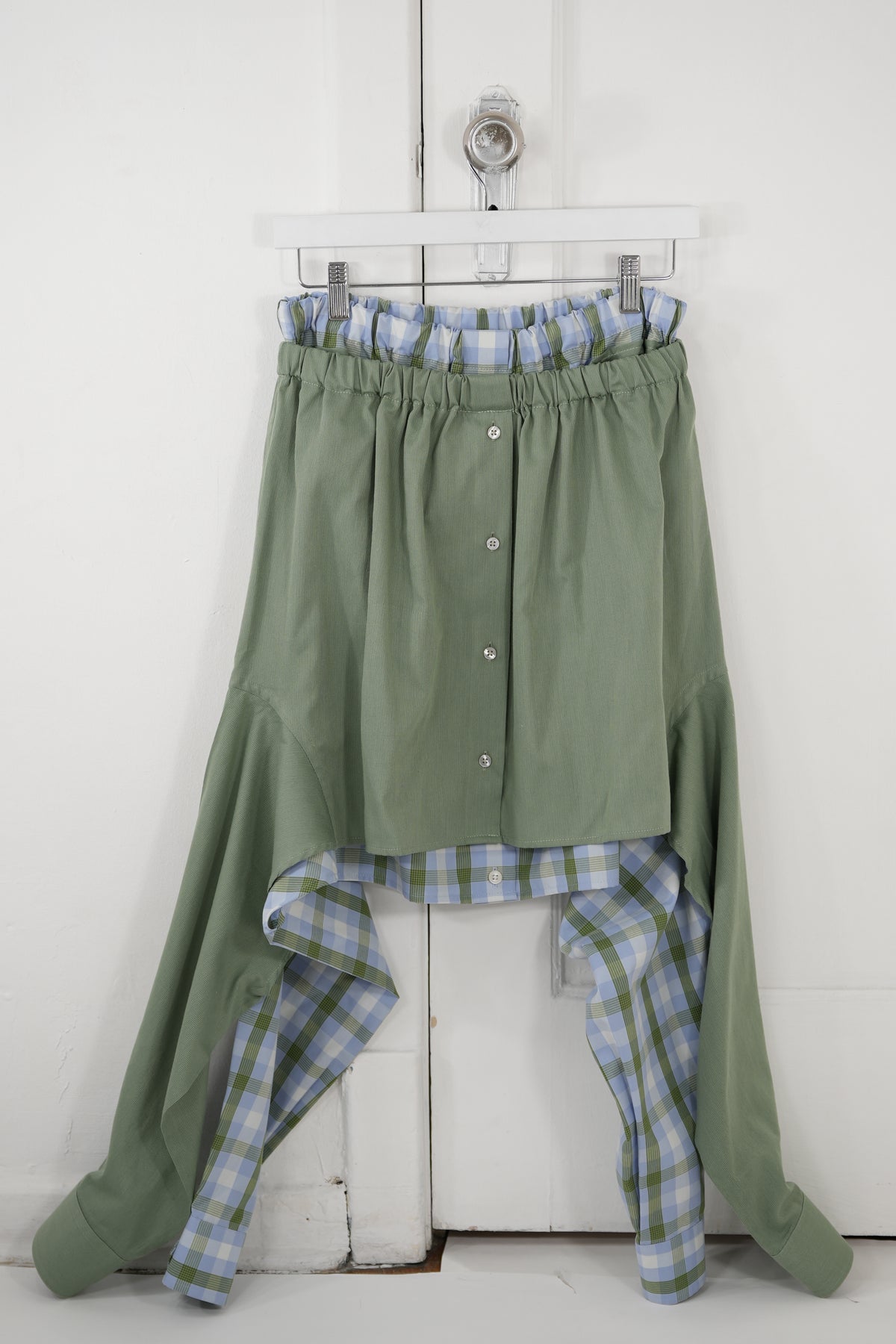 Shadow Skirt - Olive green combined with blue checks