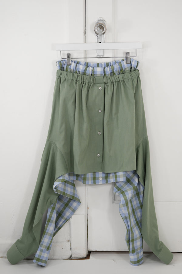 Shadow Skirt - Olive green combined with blue checks