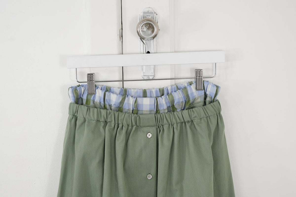 Shadow Skirt - Olive green combined with blue checks