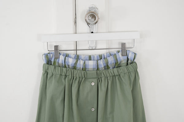 Shadow Skirt - Olive green combined with blue checks