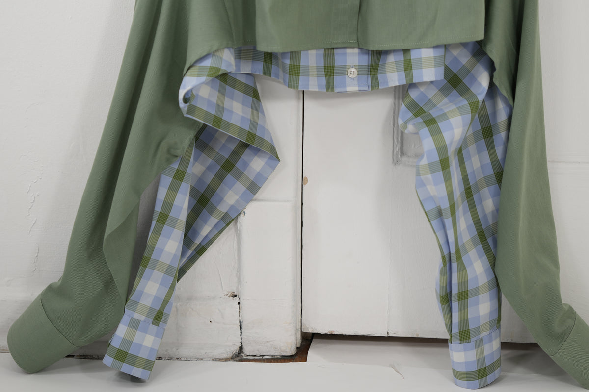 Shadow Skirt - Olive green combined with blue checks