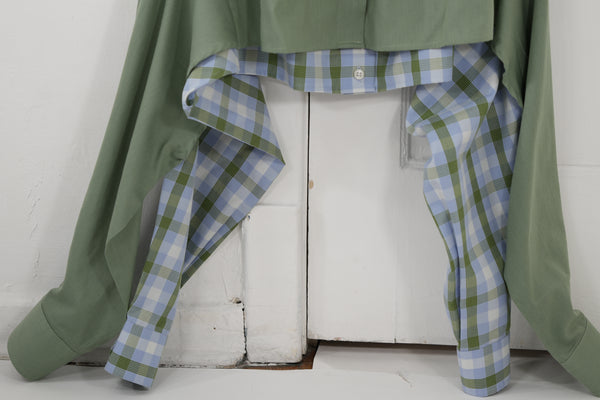 Shadow Skirt - Olive green combined with blue checks