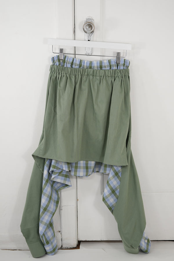 Shadow Skirt - Olive green combined with blue checks
