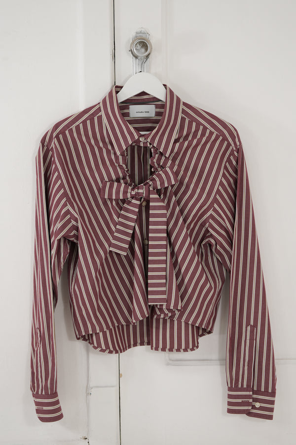 Camisa Ventana Roja a Rayas blancas y beige - L