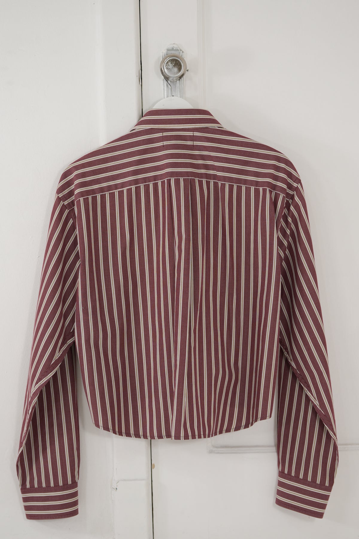 Camisa Ventana Roja a Rayas blancas y beige - L