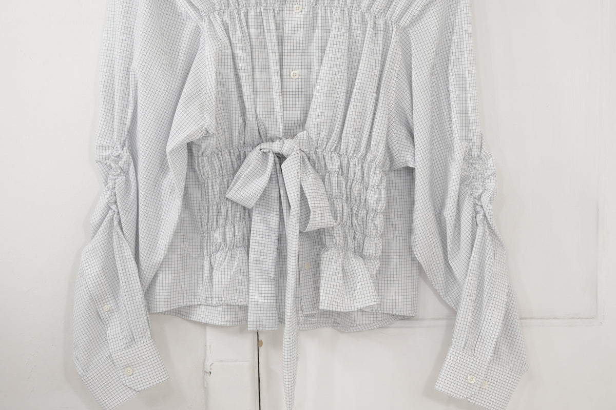 Camisa bustier - blanca a cuadros