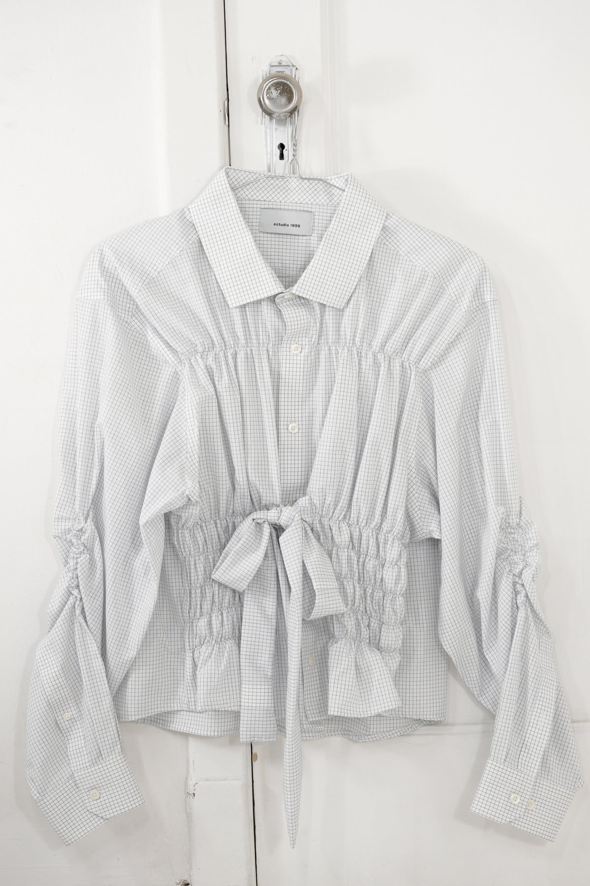 Camisa bustier - blanca a cuadros