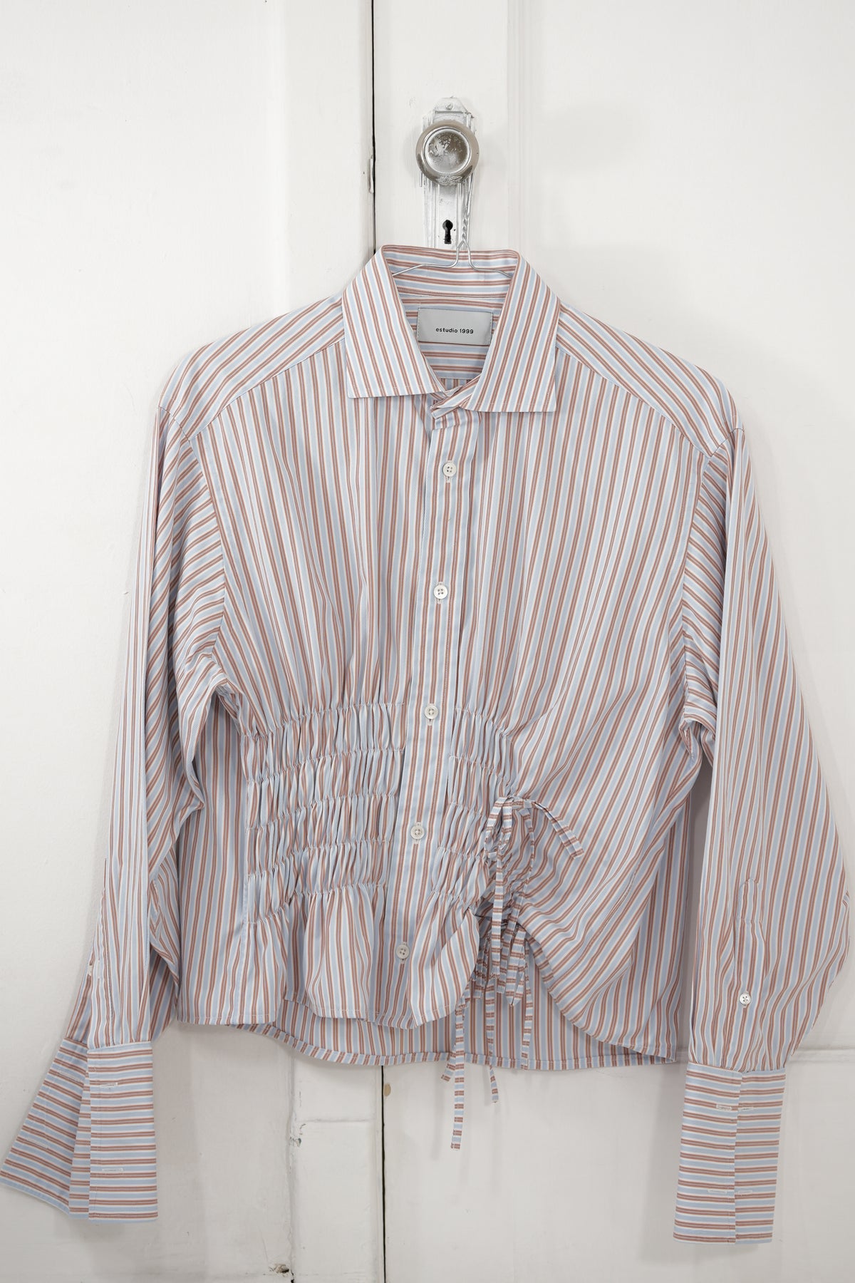 Camisa Cascada - rayas azul y naranja