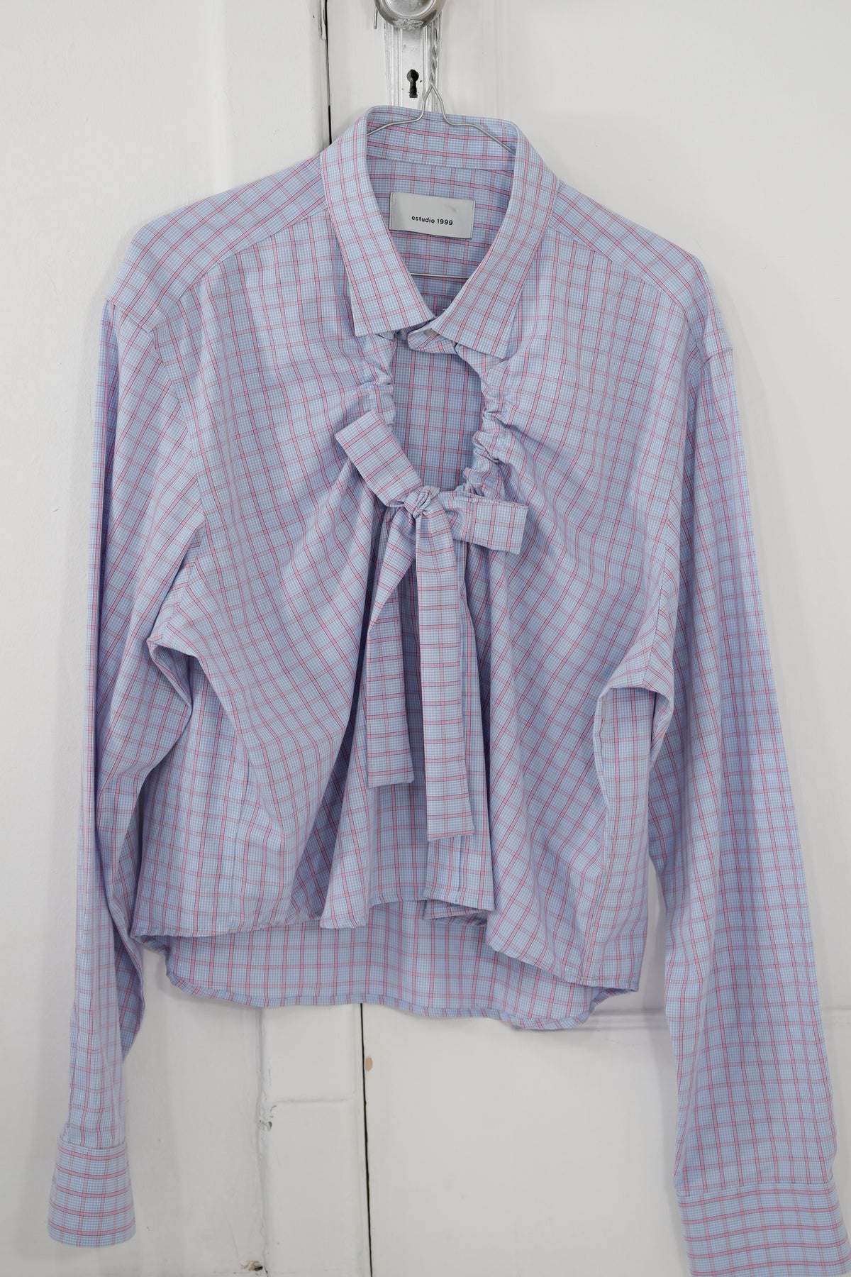 Camisa ventana - azul a cuadros rosa