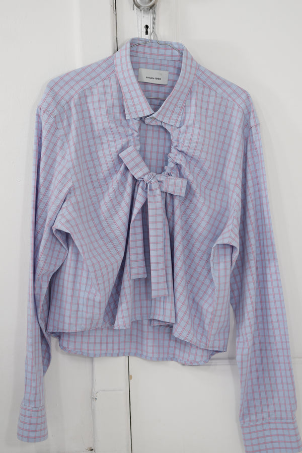 Camisa ventana - azul a cuadros rosa