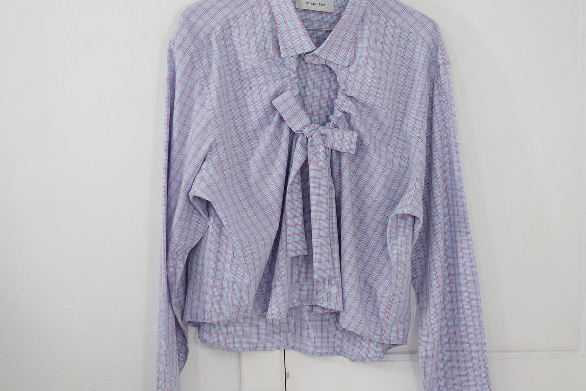 Camisa ventana - azul a cuadros rosa